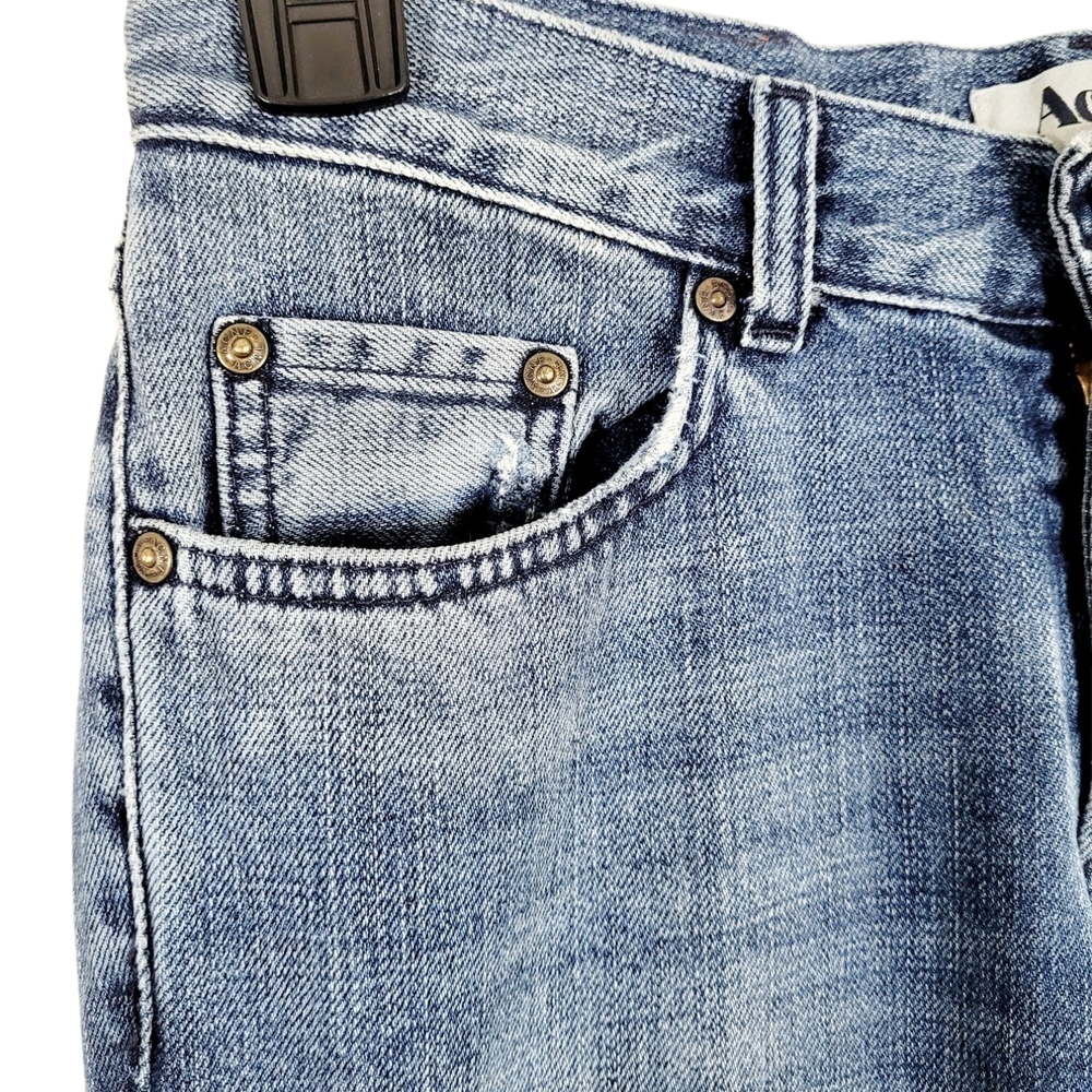 ACNE STUDIOS Mic Matt Straight Leg Distressed Denim Jeans Mid Blue 29 - Picture 5 of 11